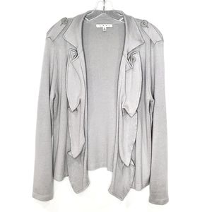 CABI Grey Cascading Ruffle Open Cardigan 166